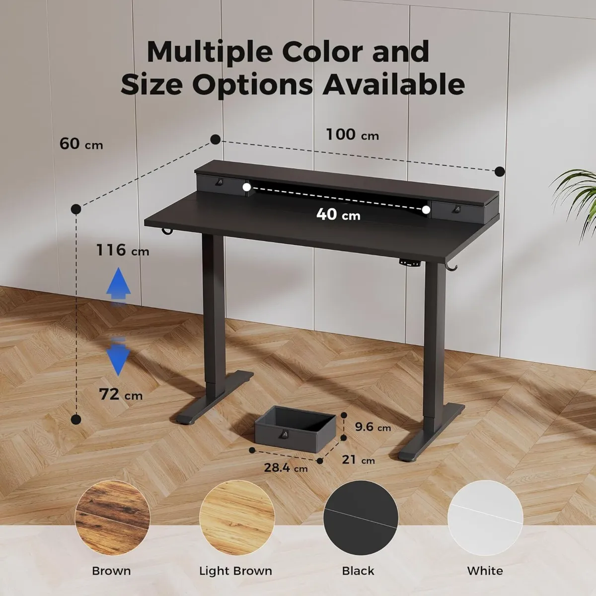 Electric Adjustable Height Desk with 2 Drawers - Image 2