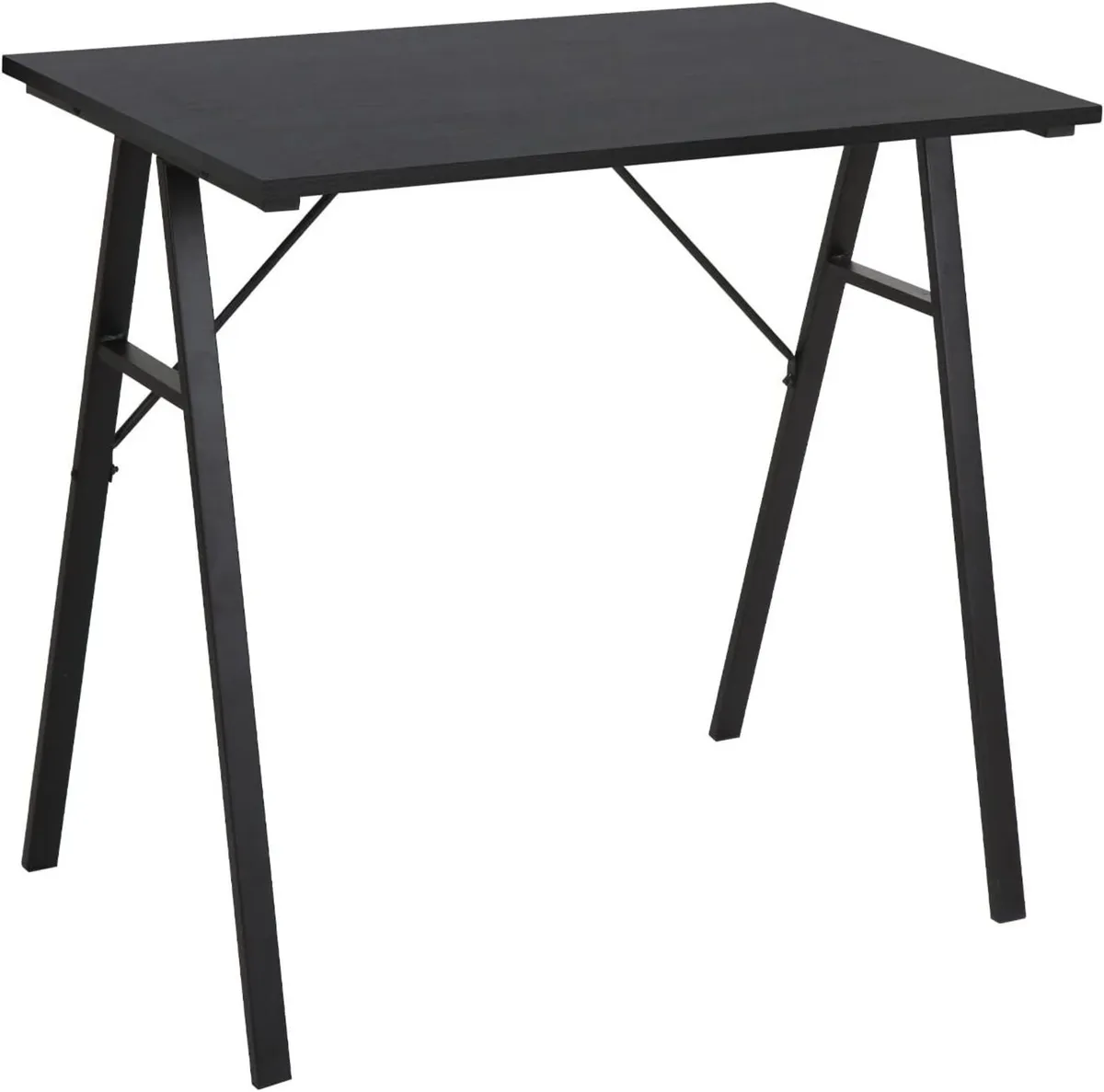 Space-saving desk Computer table Black MDF Steel - Image 4