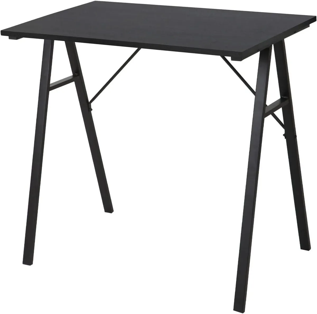 Space-saving desk Computer table Black MDF Steel - Image 1