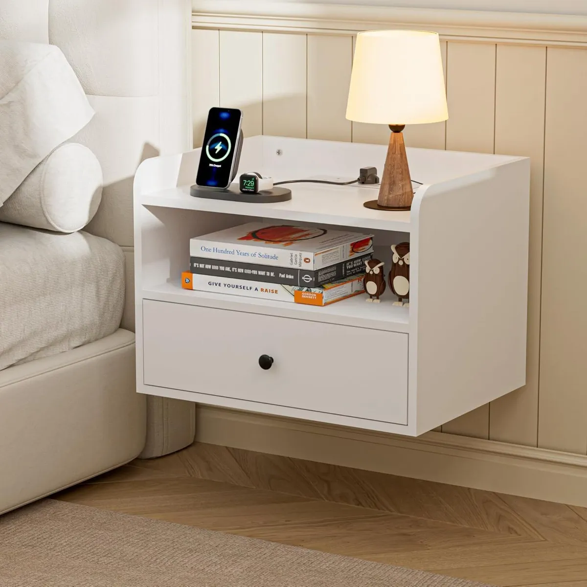Bedside Table Set of 2 with LED and Charging - Image 2