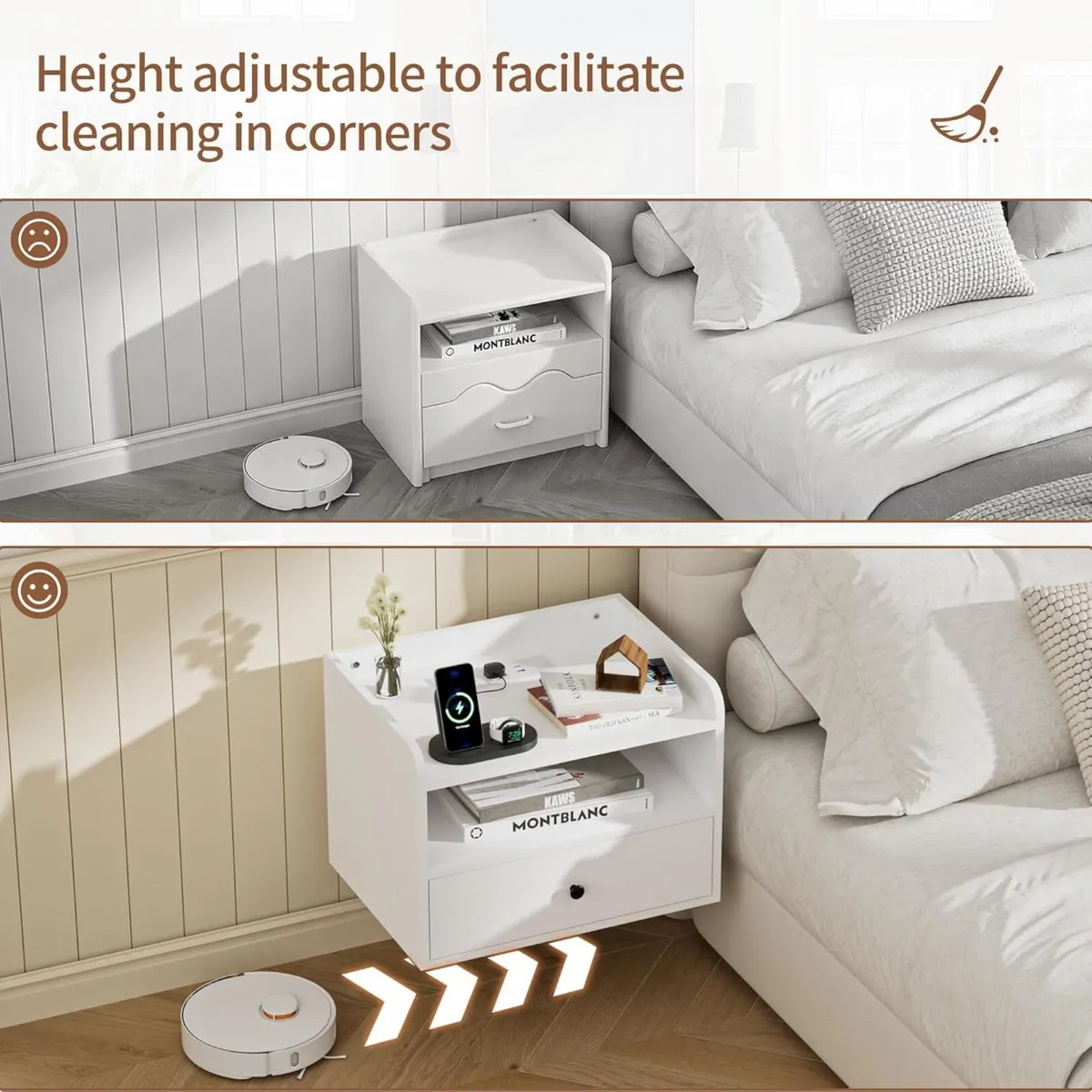 Bedside Table Set of 2 with LED and Charging - Image 4