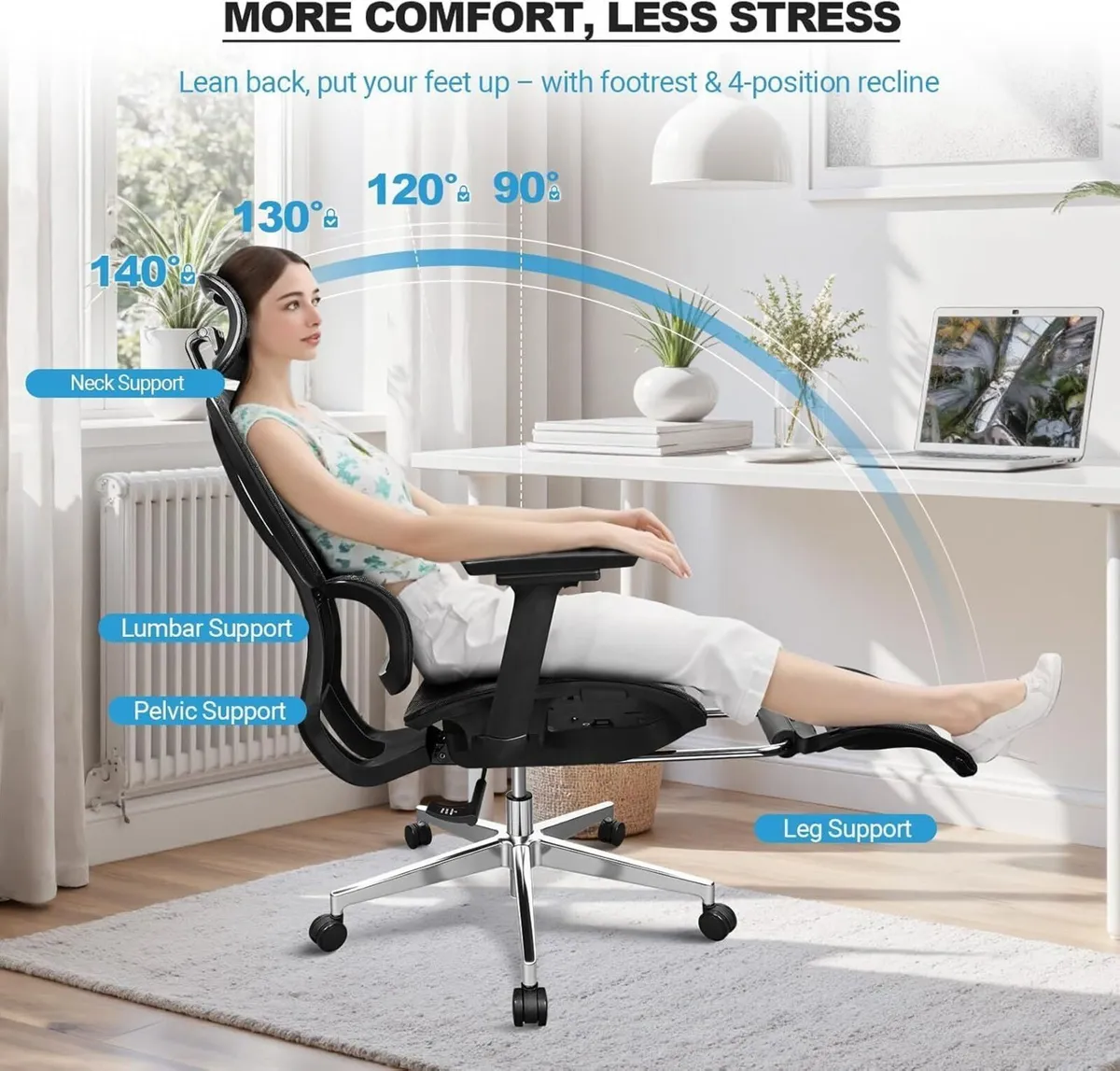 Ergonomic Office Chair with Adjustable Footrest 4 - Image 3