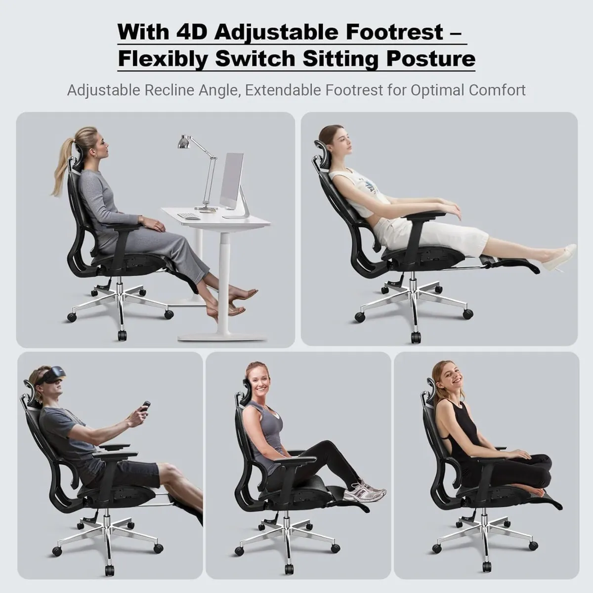 Ergonomic Office Chair with Adjustable Footrest 4 - Image 4