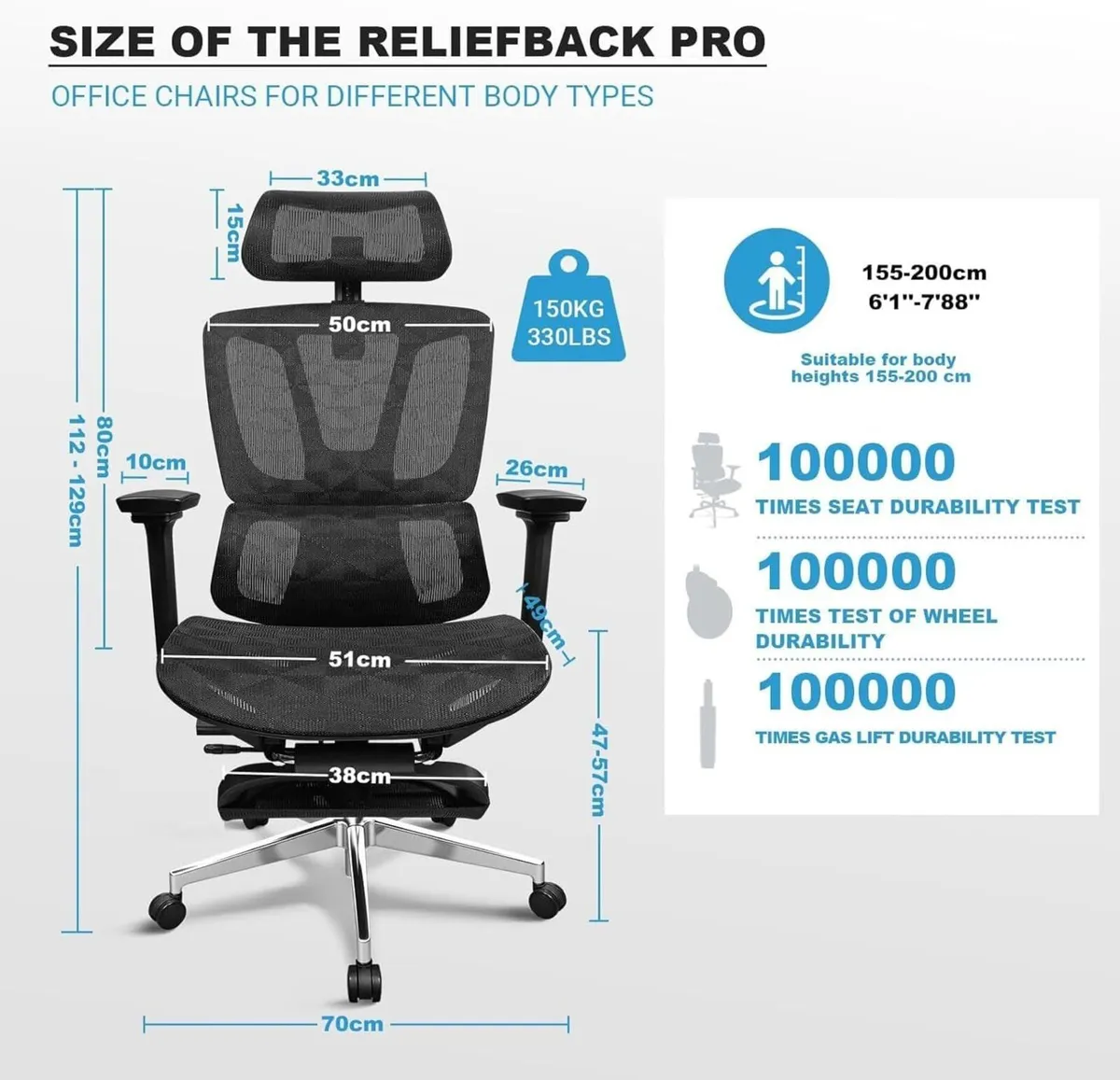 Ergonomic Office Chair with Adjustable Footrest 4 - Image 2