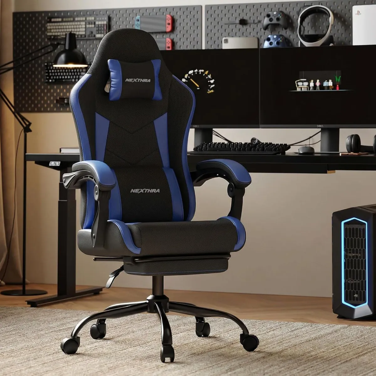 Gaming Chair with Footrest Lumbar Ergonomic - Image 2