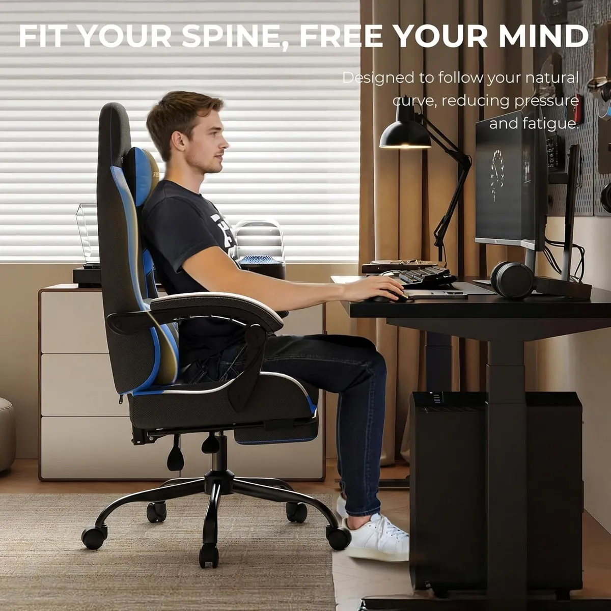 Gaming Chair with Footrest Lumbar Ergonomic - Image 4