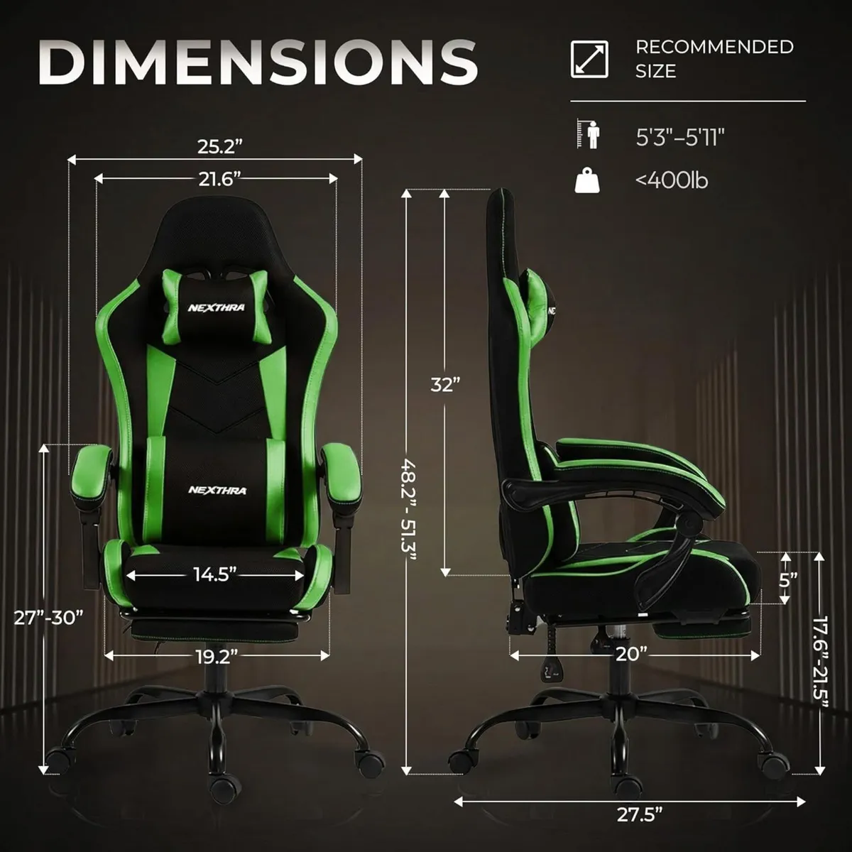 Gaming Chair with Footrest Lumbar Ergonomic - Image 3