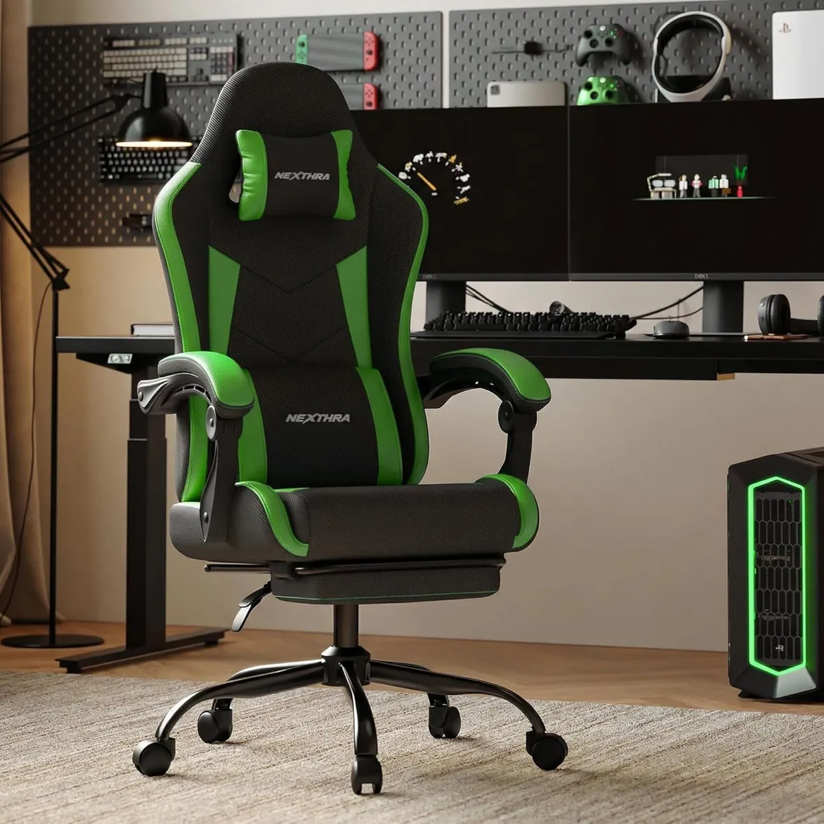 Gaming Chair with Footrest Lumbar Ergonomic - Image 2