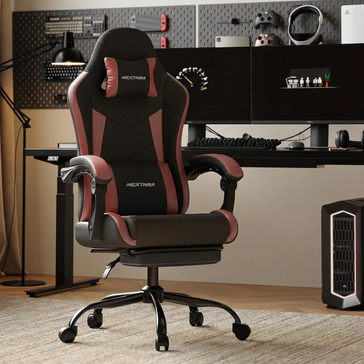 Gaming Chair with Footrest Lumbar Ergonomic - Image 2