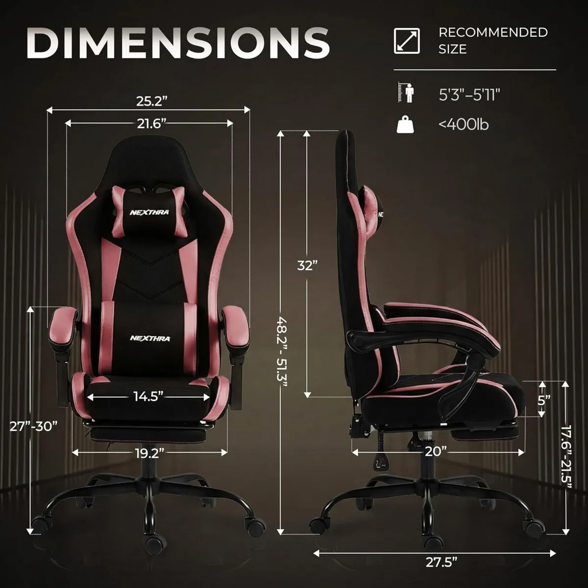 Gaming Chair with Footrest Lumbar Ergonomic - Image 3