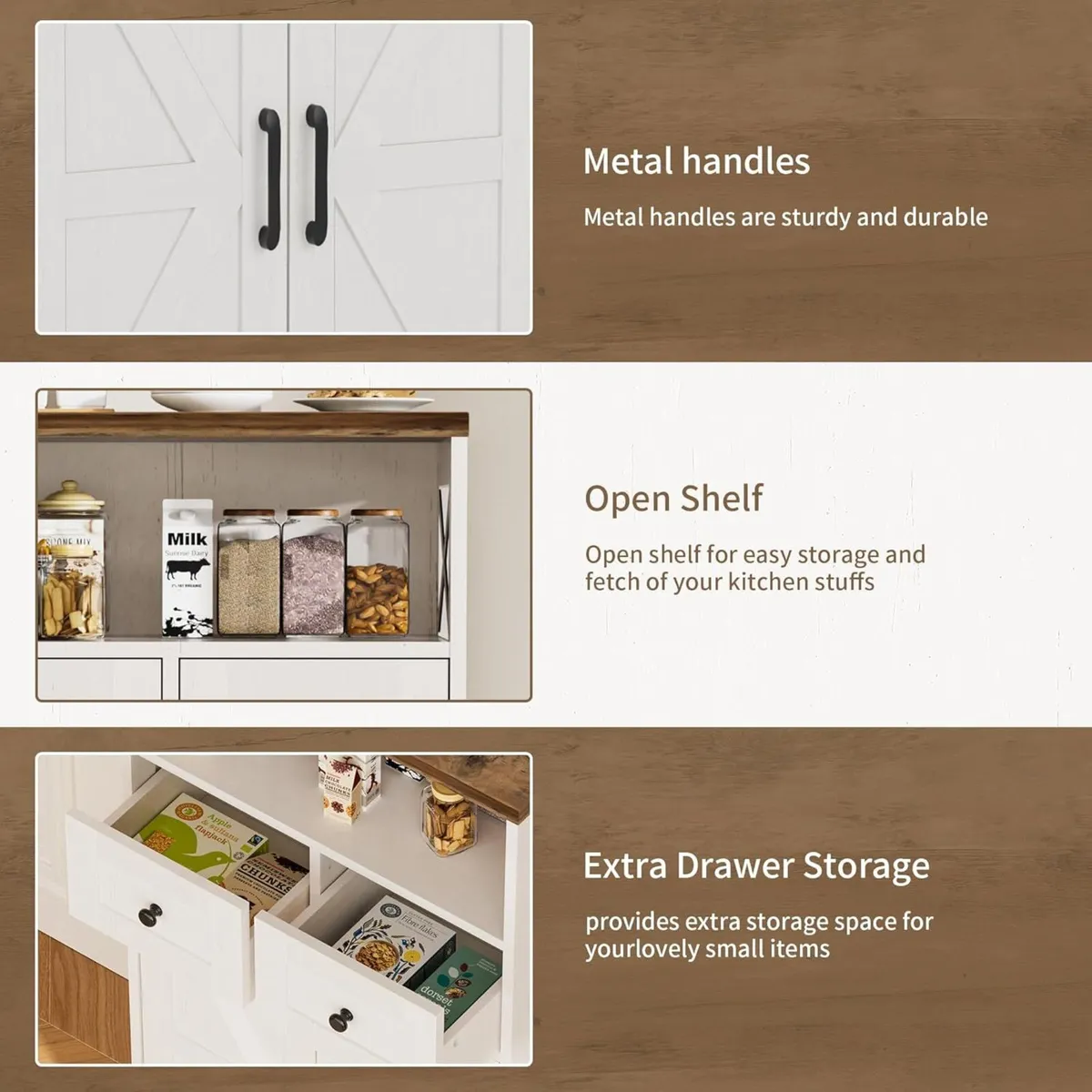 Sideboard Cabinet Kitchen Storage with 2 Drawers - Image 3