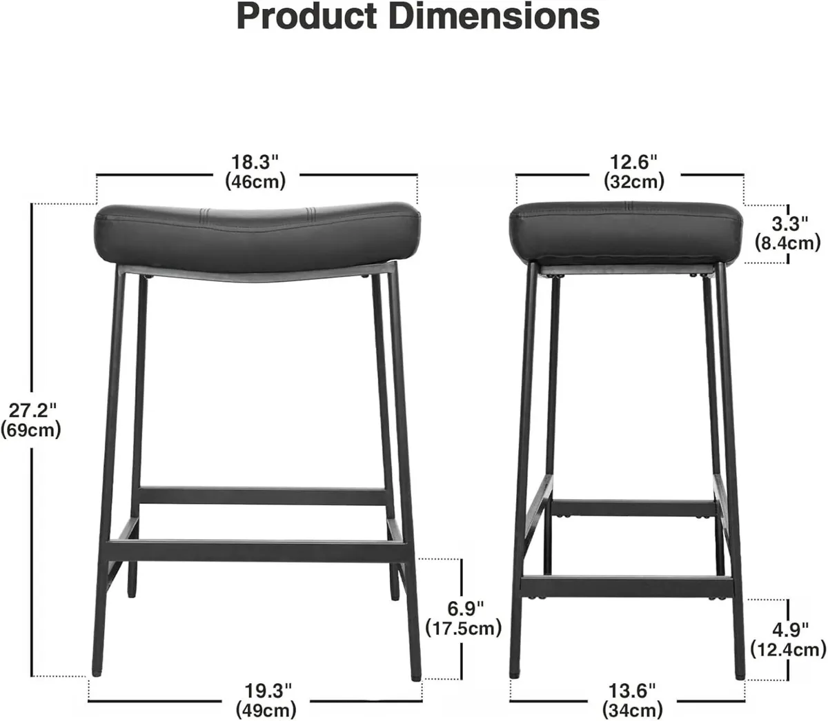 Bar Stools Set of 2 69cm Height Kitchen Island - Image 2
