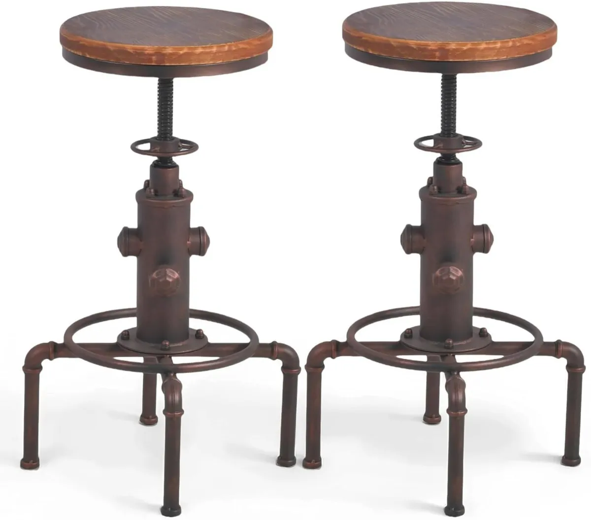 Antique Vintage Industrial Barstool Solid Wood - Image 1