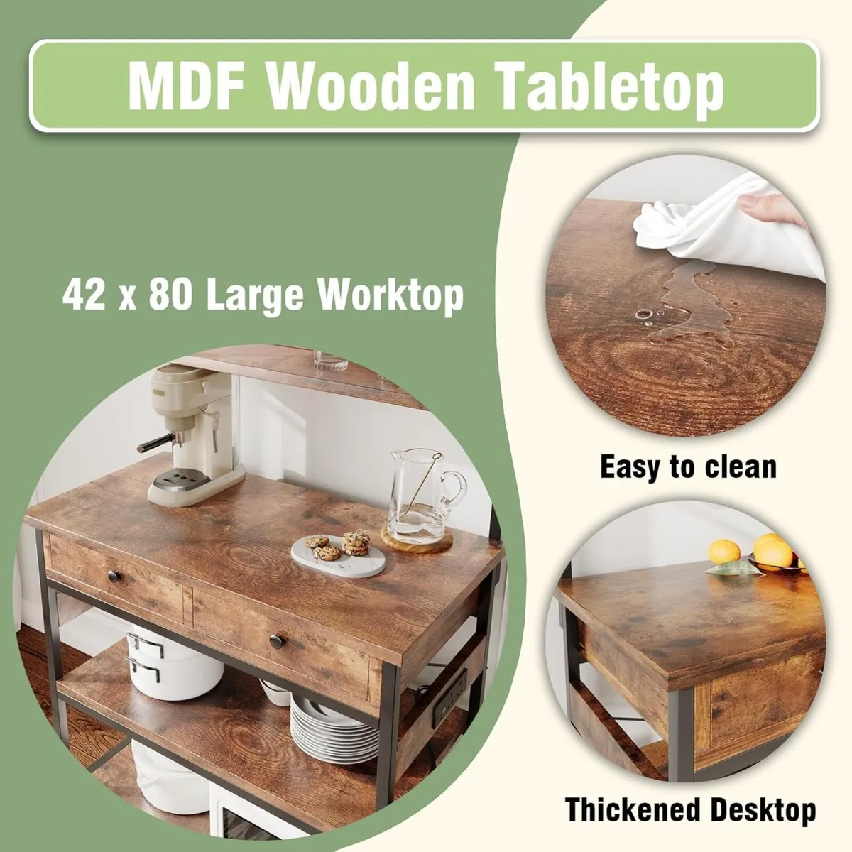 Kitchen Baker's Rack Storage Shelves with 2 - Image 3