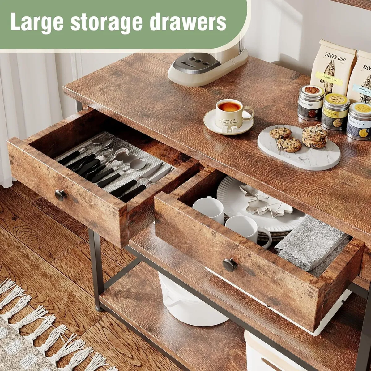 Kitchen Baker's Rack Storage Shelves with 2 - Image 4