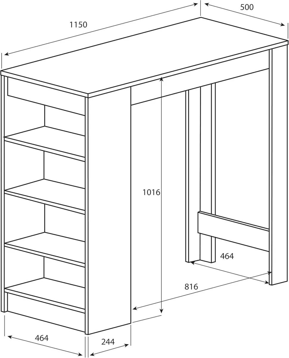 TEMAHOME Aravis High Table Bar Oak/Black 50 x 115 - Image 3