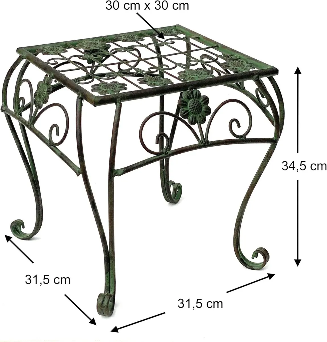 Flower Stools Metal Green Square Set of 3 Stands - Image 4