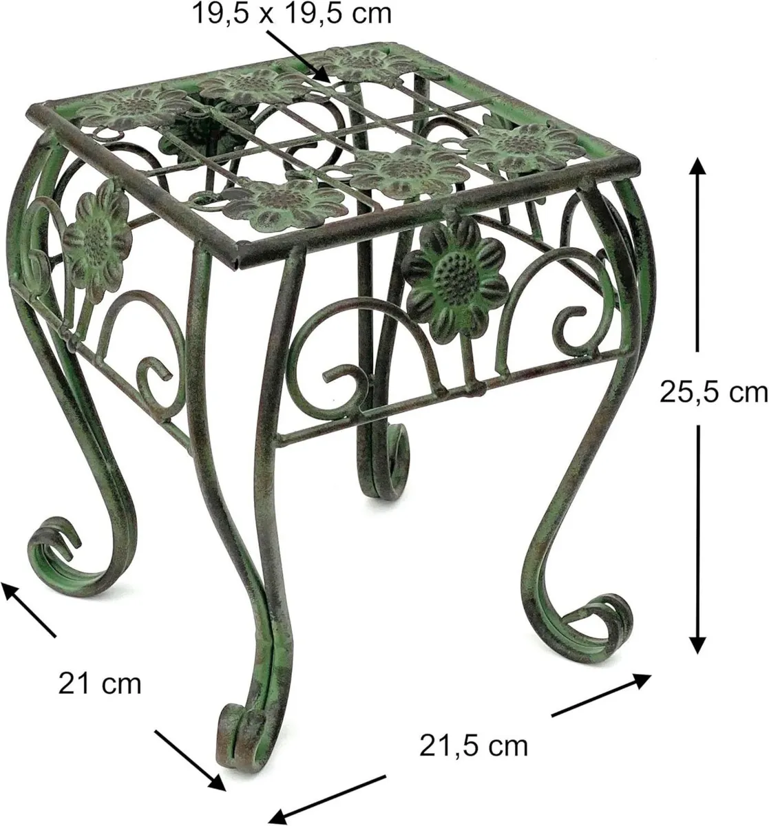 Flower Stools Metal Green Square Set of 3 Stands - Image 2