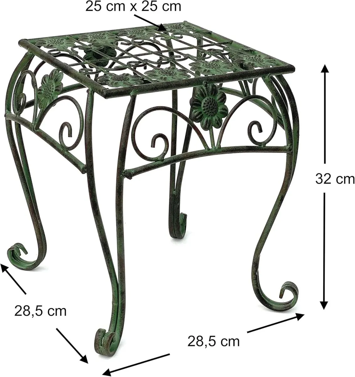 Flower Stools Metal Green Square Set of 3 Stands - Image 3