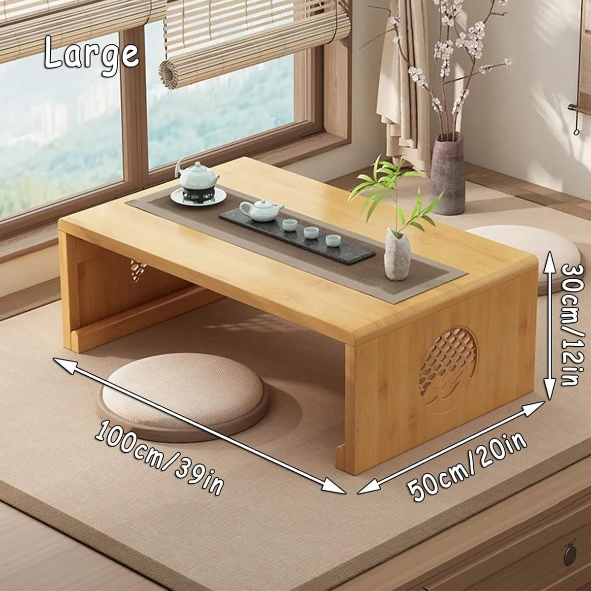 Bamboo Chinese Tea Floor Table Japanese Foldable - Image 2