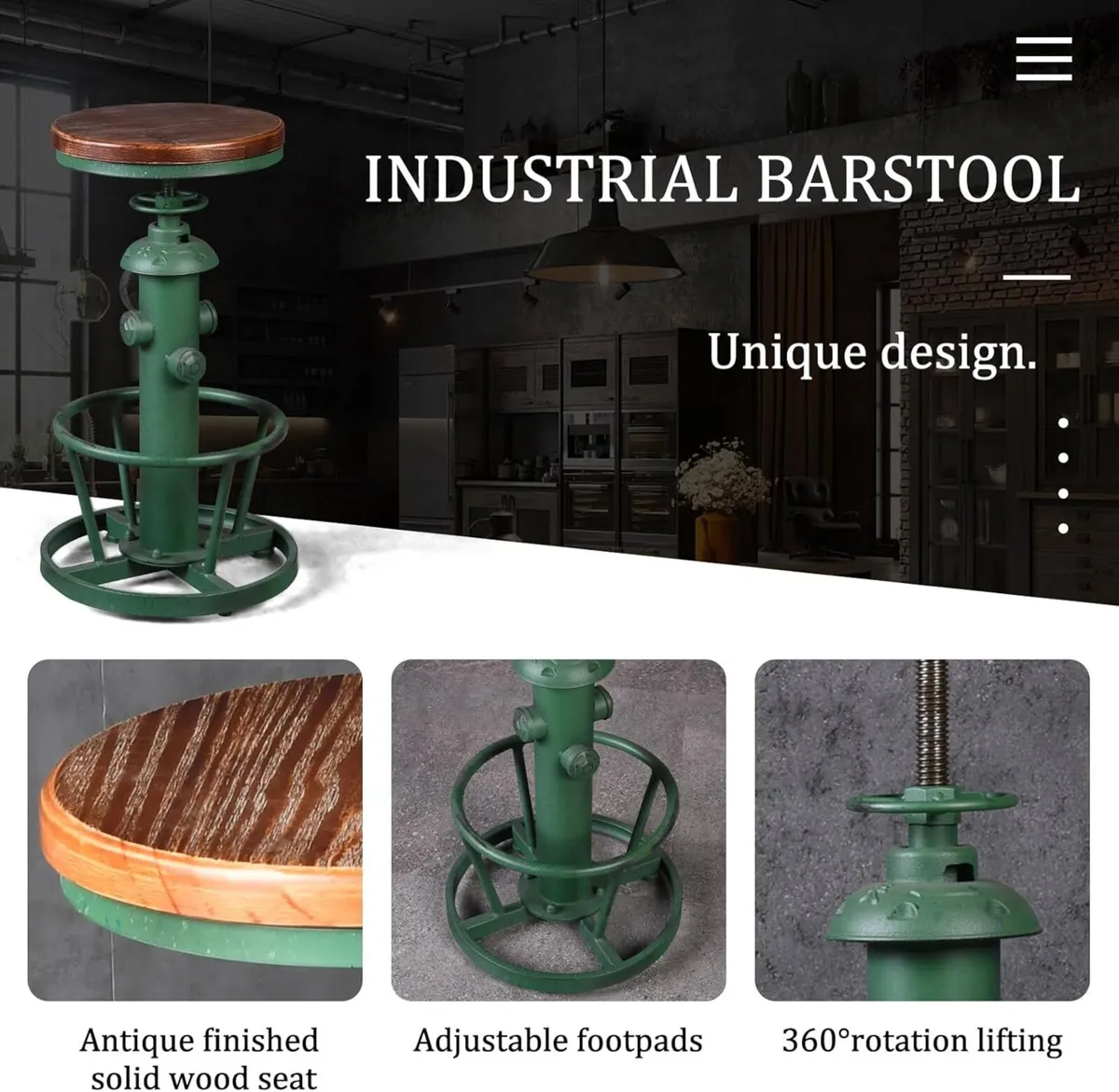 American Antique Industrial Round Bottom Adjustabl - Image 4