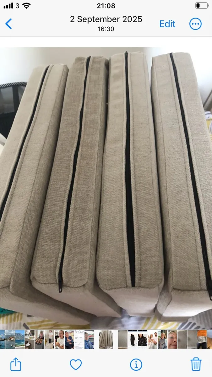 4 newly covered cushions plus material - Image 3