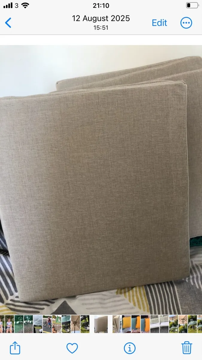 4 newly covered cushions plus material - Image 2