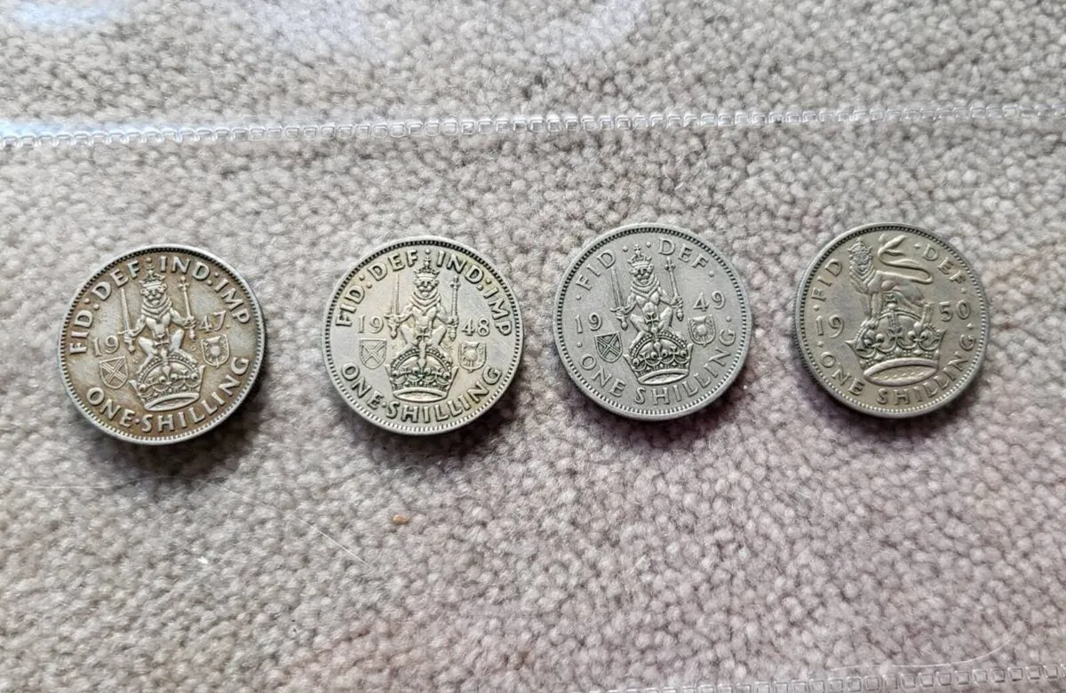4 George VI shillings 1948-1951. - Image 1
