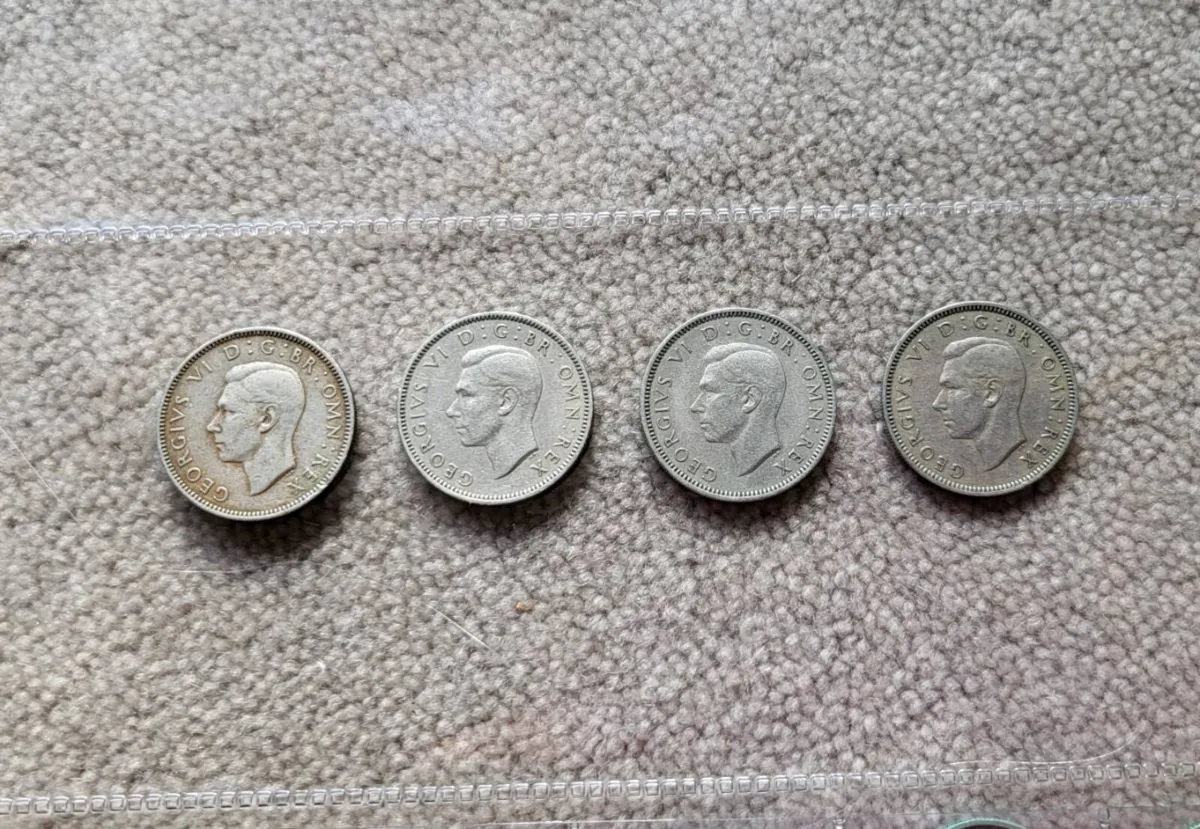 4 George VI shillings 1948-1951. - Image 2