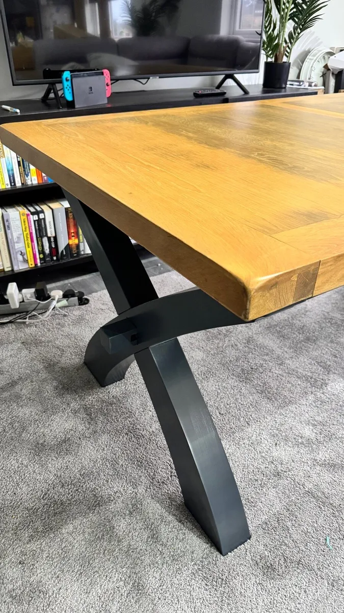Oak Cross Leg Extending Dining Table Ex Display - Image 2