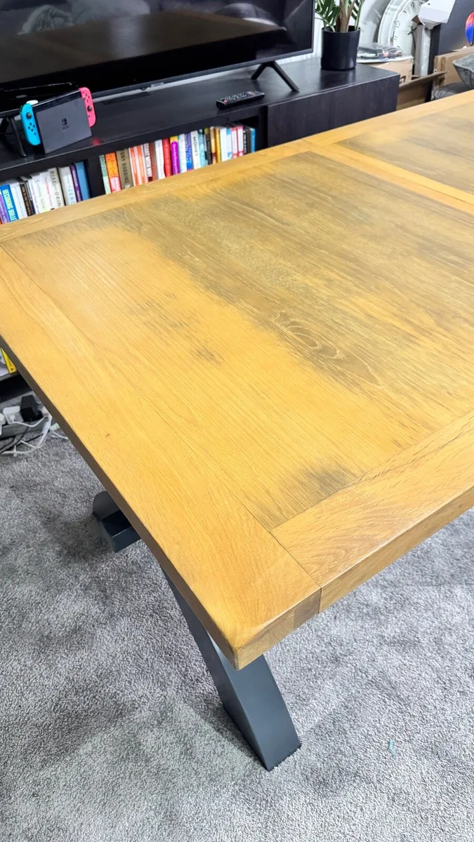Oak Cross Leg Extending Dining Table Ex Display - Image 4