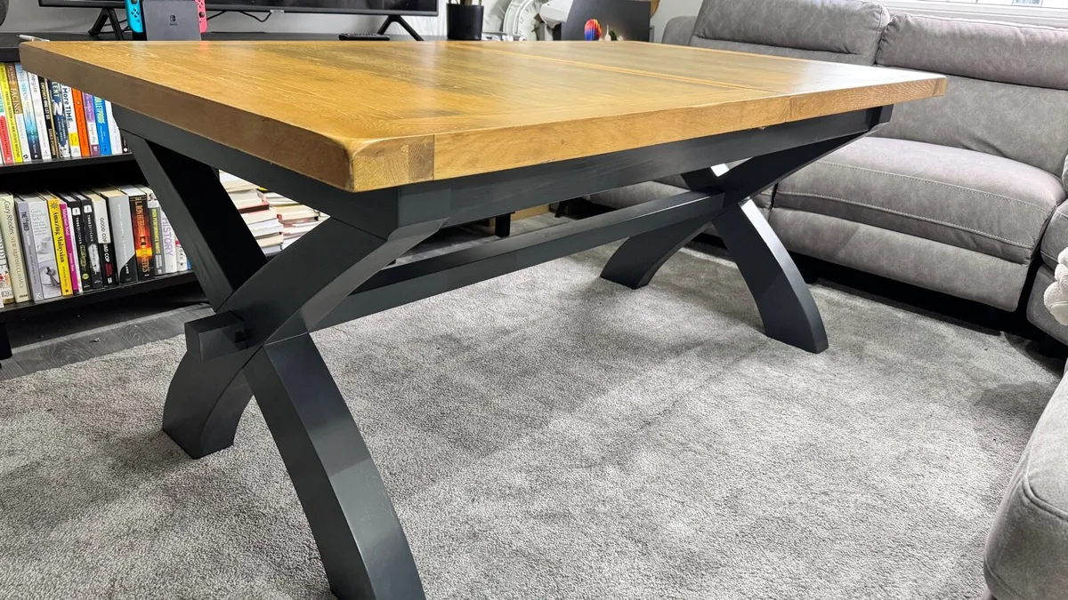 Oak Cross Leg Extending Dining Table Ex Display - Image 1