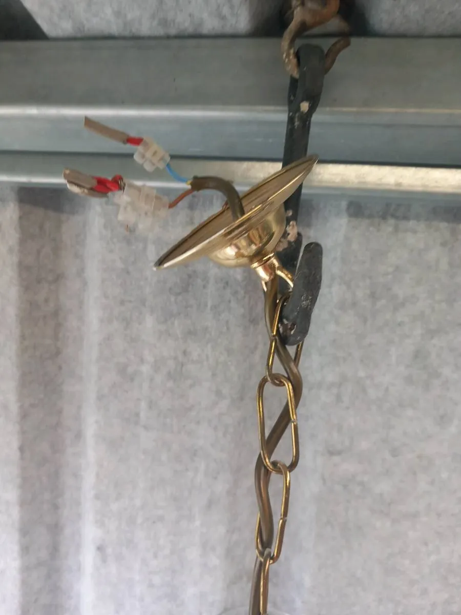 Brass ceiling light 5 glass shades, heavy, D18 - Image 4