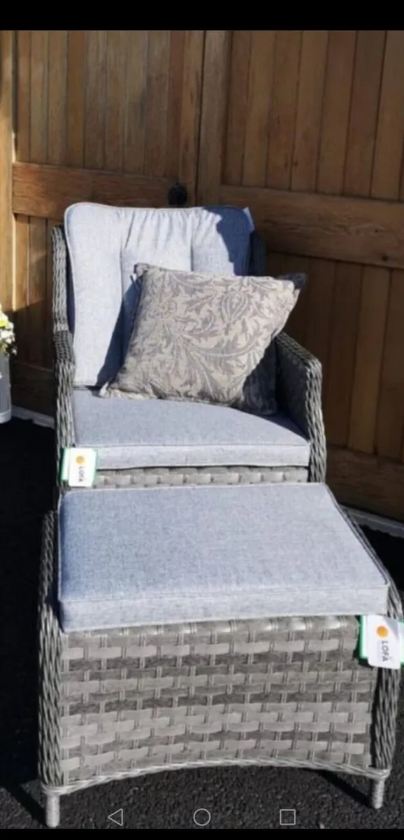 Brand New Dark Grey Rattan Reclining Companion Set - Image 1