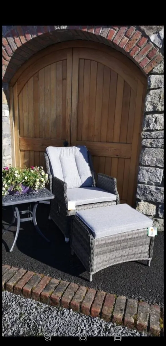 Brand New Dark Grey Rattan Reclining Companion Set - Image 2