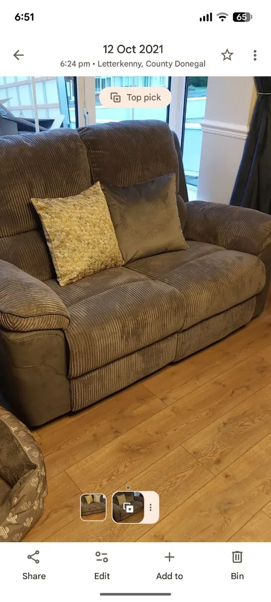 Soft Grey Recliner Sofa (Manual) - Image 1