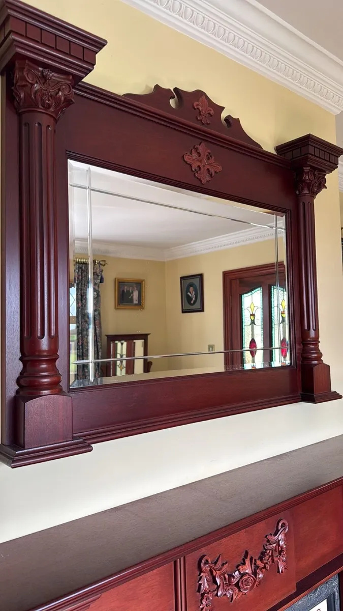 Antique gas fireplace with mirror vintage - Image 3