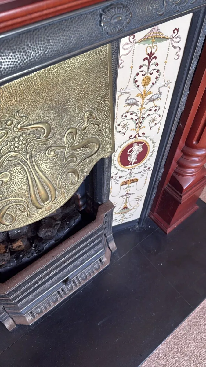 Antique gas fireplace with mirror vintage - Image 4