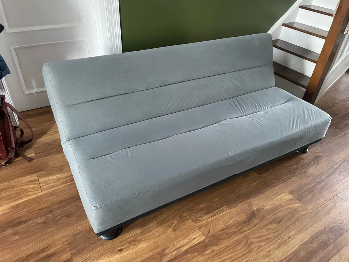 Modern Sofa Bed / Futon – Grey – Easy Fold Flat - Image 1