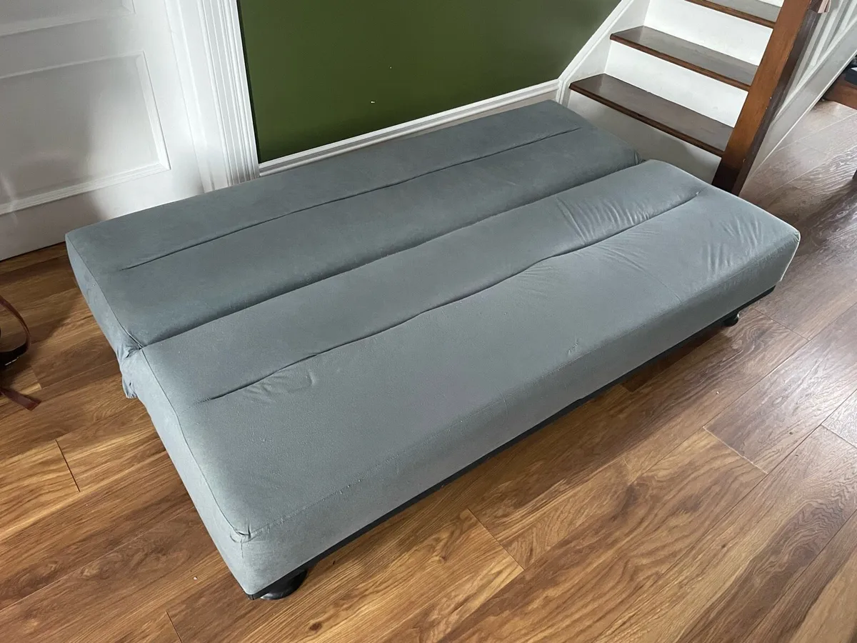 Modern Sofa Bed / Futon – Grey – Easy Fold Flat - Image 2