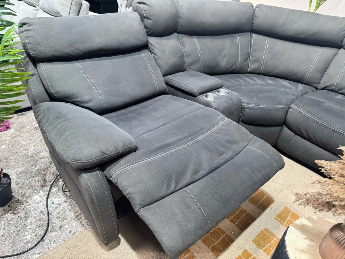 Electric recliner corner sofa with cup holders - Image 2