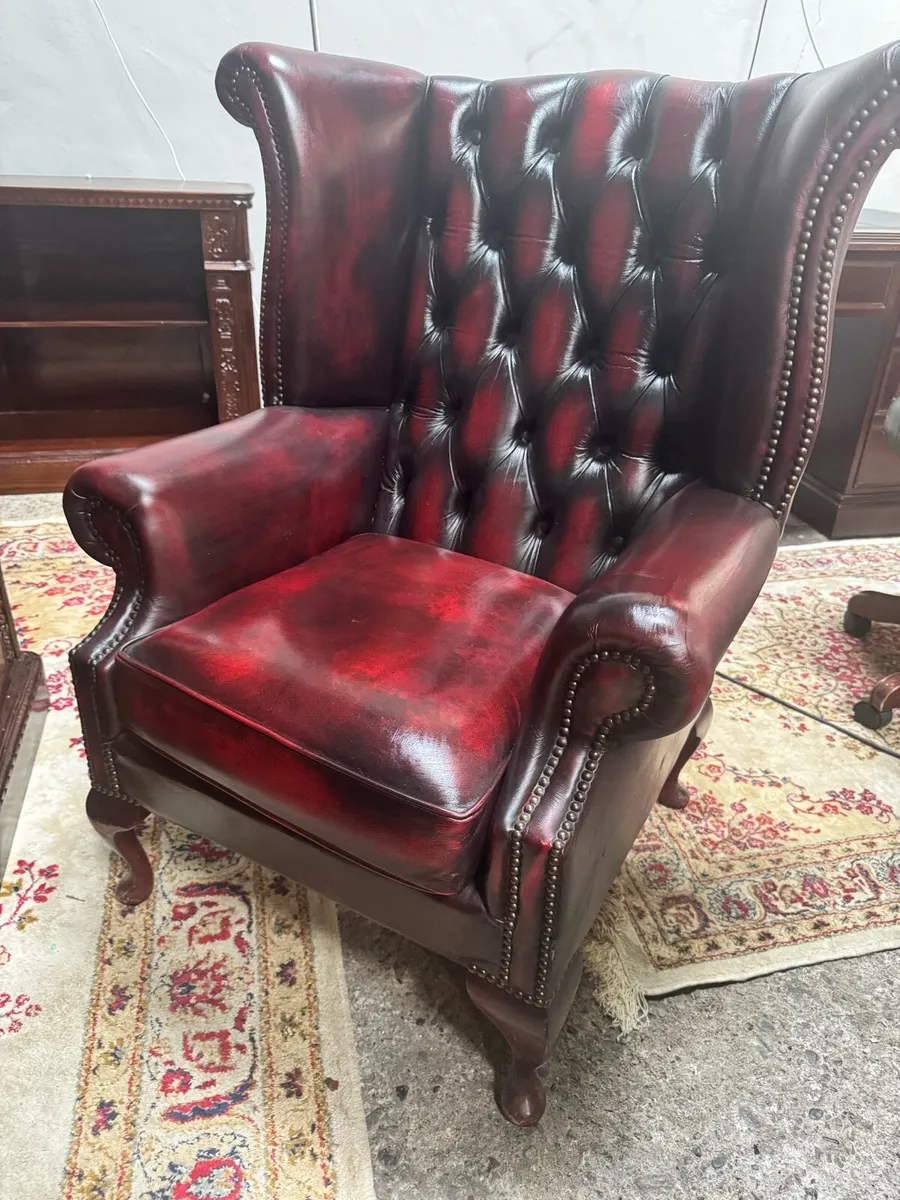 Chesterfield oxblood armchair+anne queen armchair - Image 2