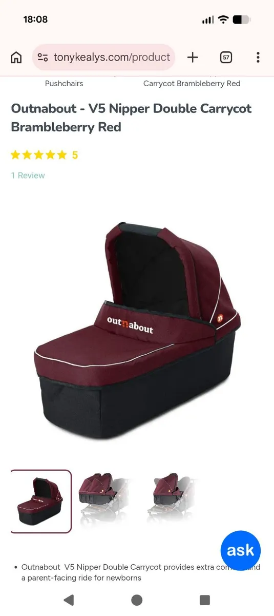 Out and about double carry cot