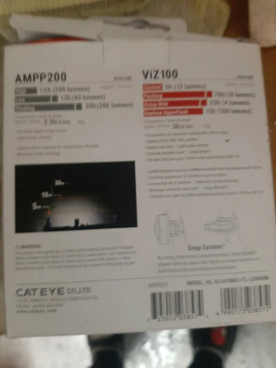 Bike lights cateye ampp 200 new - Image 3