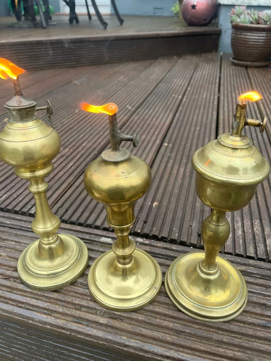 Antique Brass Oil Lamps - Image 2