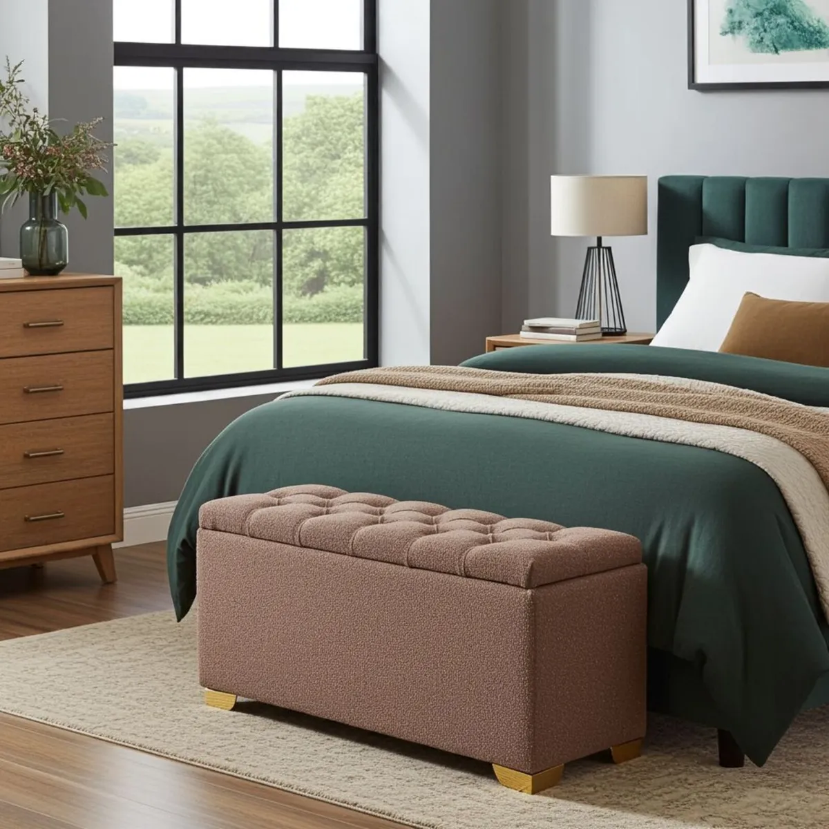 Elegance Storage Ottoman Boucle Upholstery - Image 3