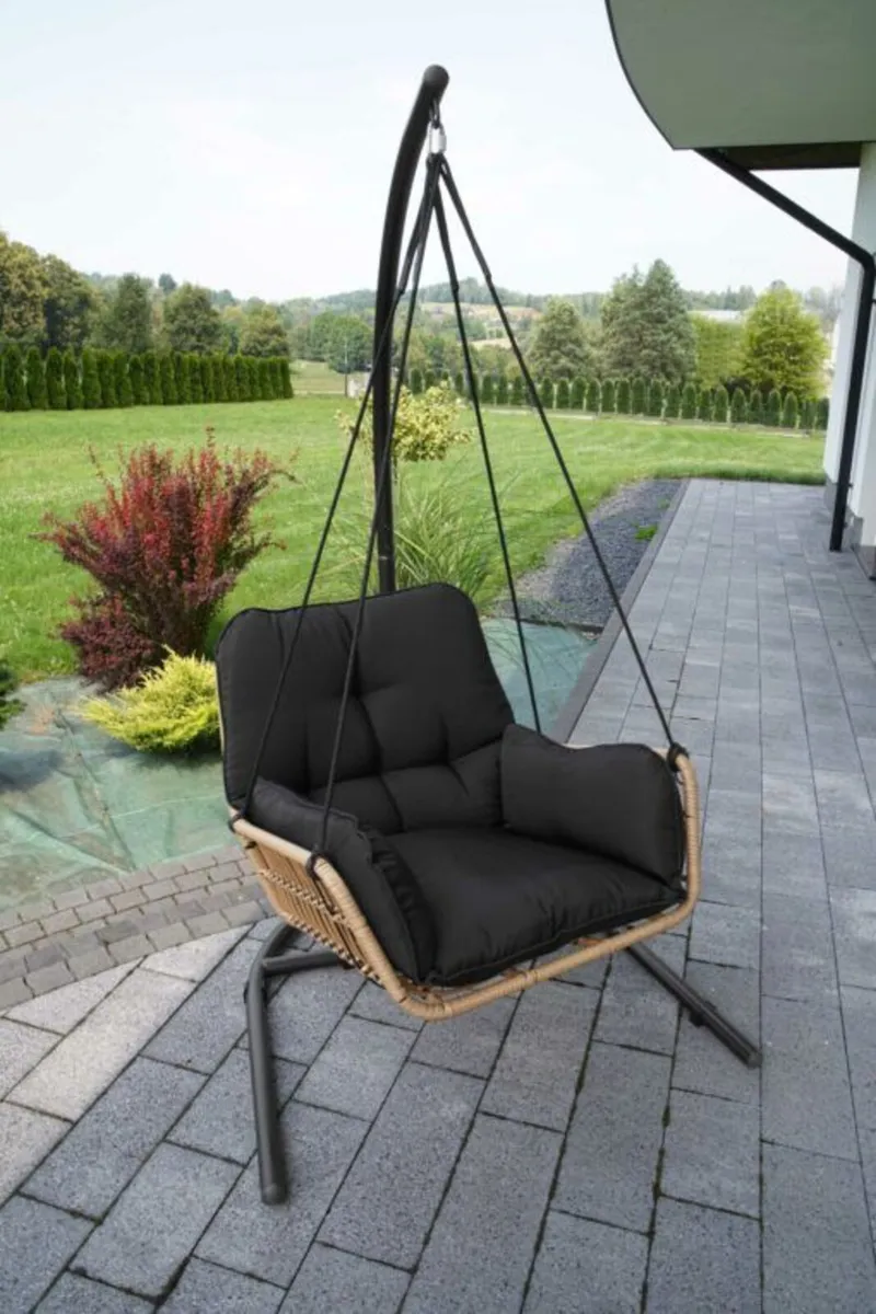 Erica Beige Hanging Egg Chair with cushion - Image 3