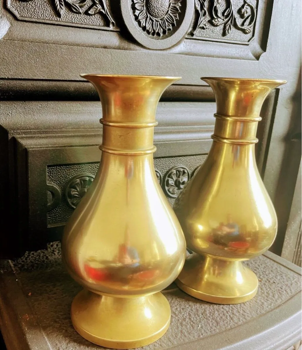 Antique  Church Brass Vases - Image 1