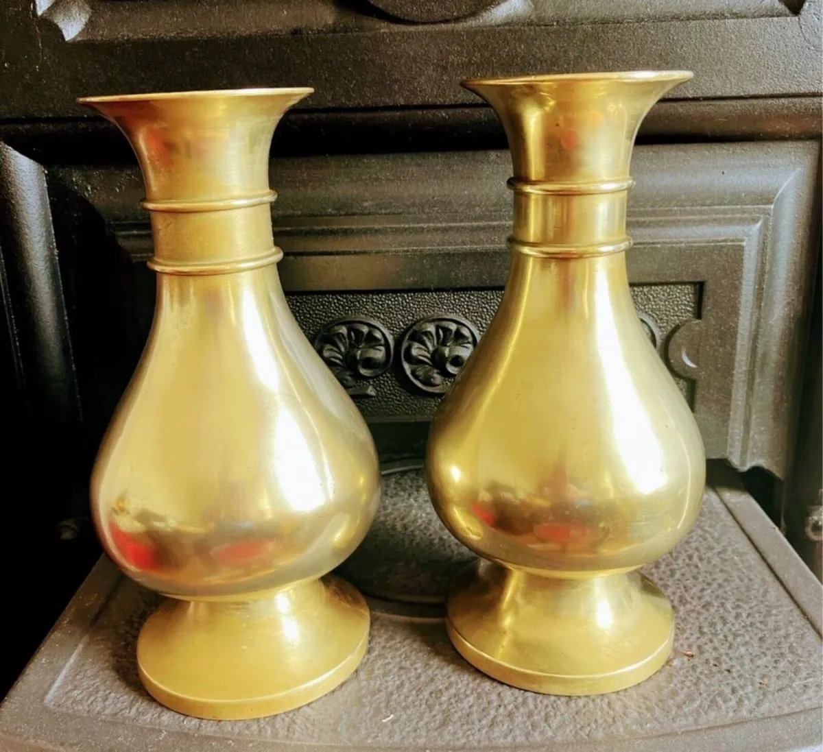 Antique  Church Brass Vases - Image 2