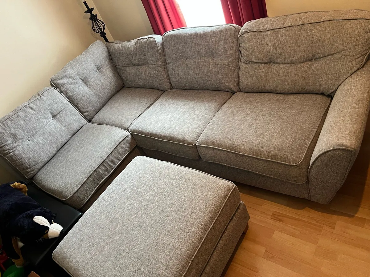 L Shaped Couch Sofa with Footstool - Image 1